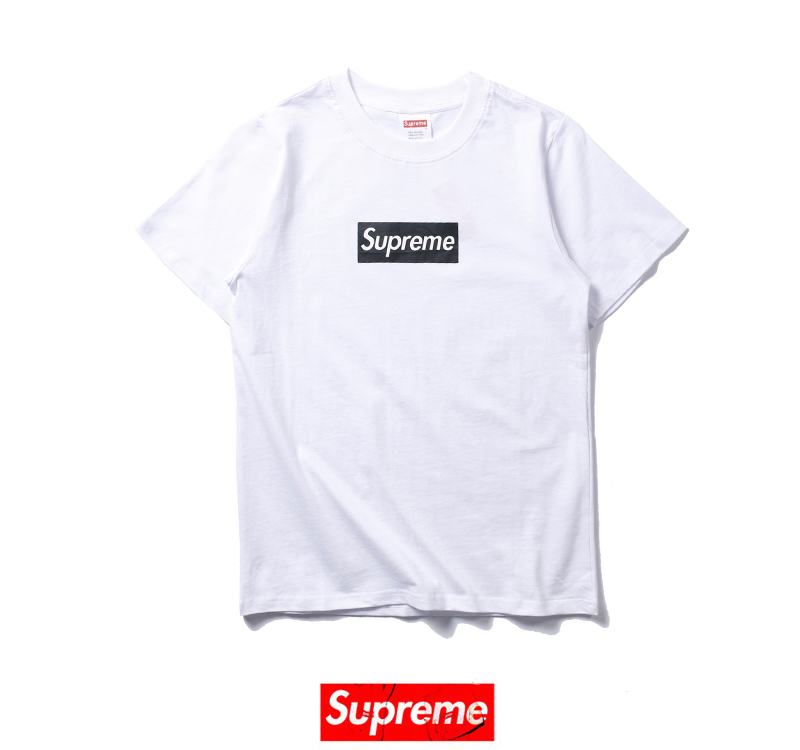 Supreme 3 colors white grey black t shirt with black box logo